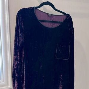 Theory Velvet Blouse Dark Eggplant Purple Long Sleeve Women's Size L